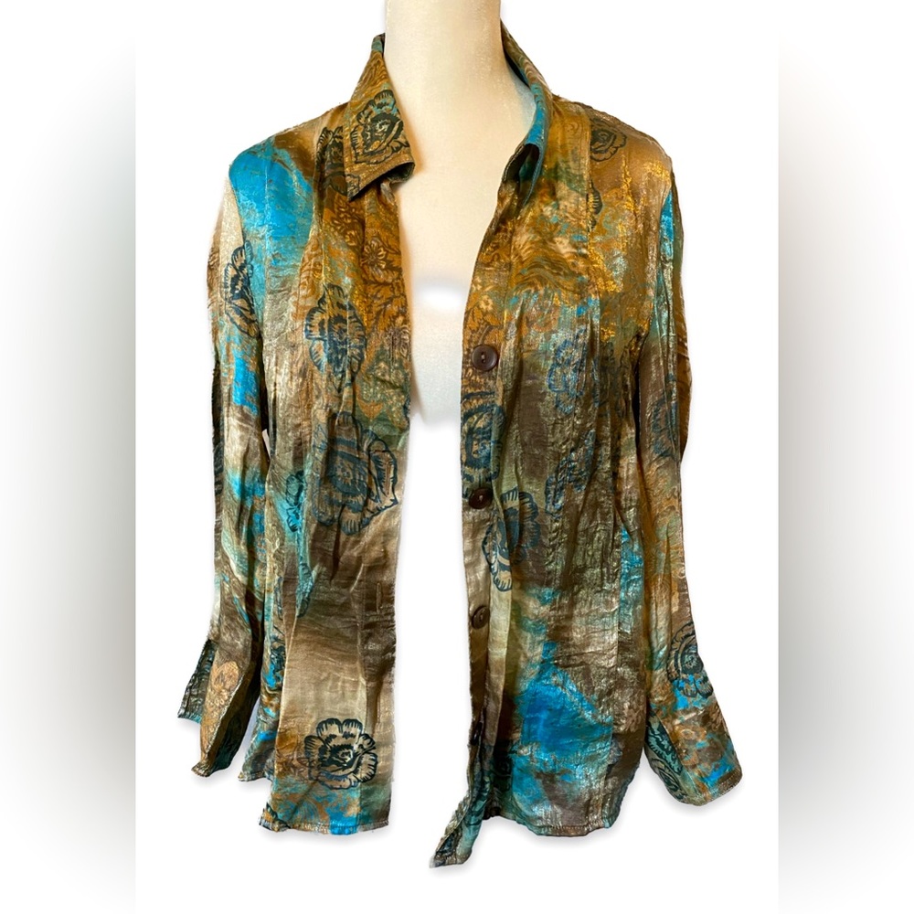 Blue and Gold Blouse - Picture 2 of 6